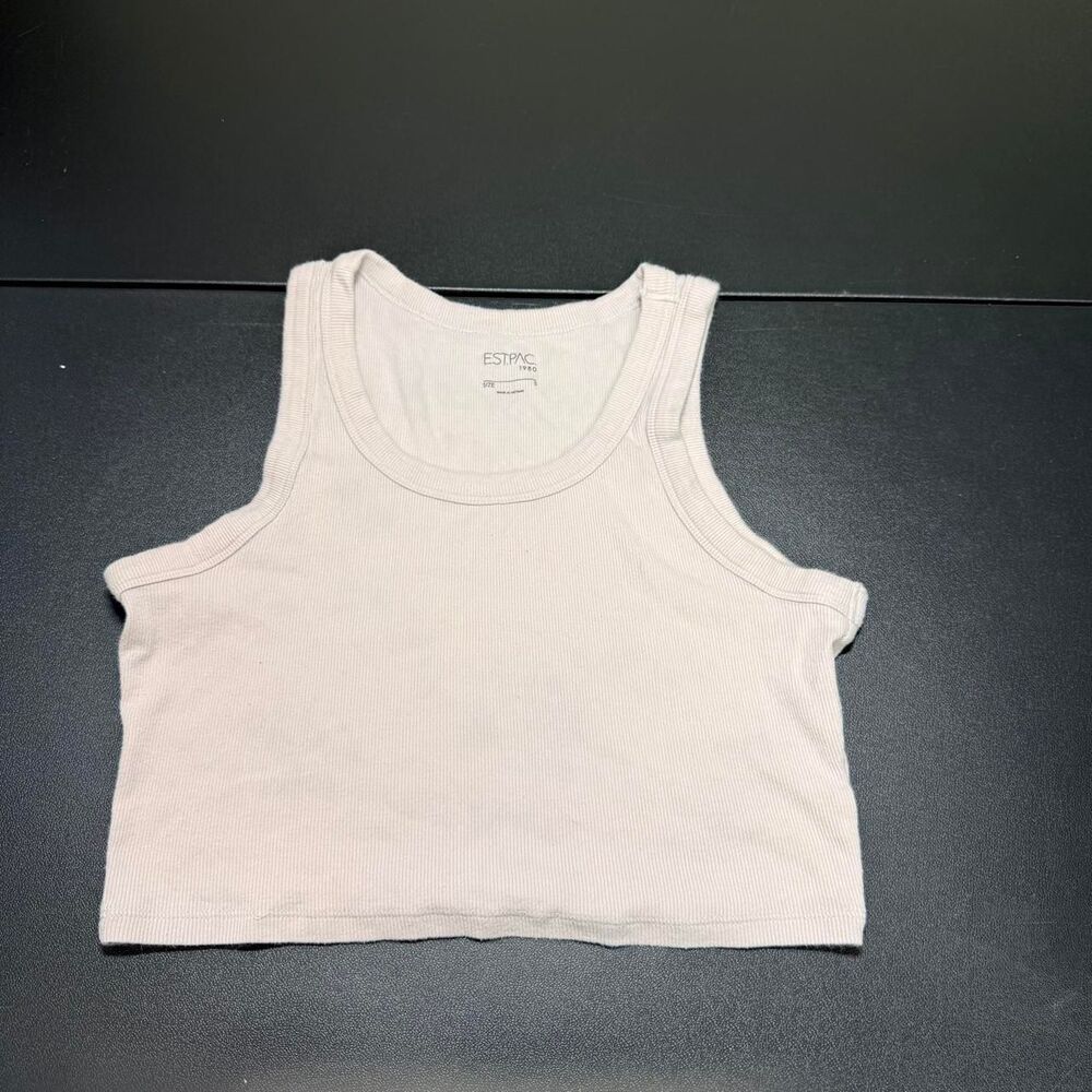 PacSun EST PAC 1980 Cream Ribbed Cropped Tank Top Small